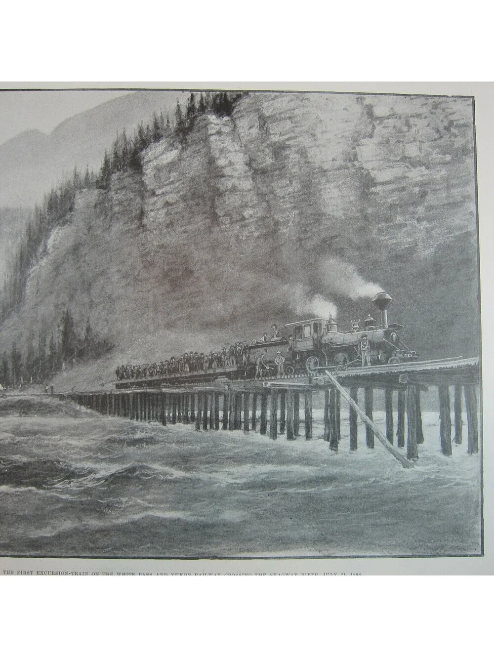Antique 1899 Print By Rail to Klondike First Excursion-Train White Pass & Yukon